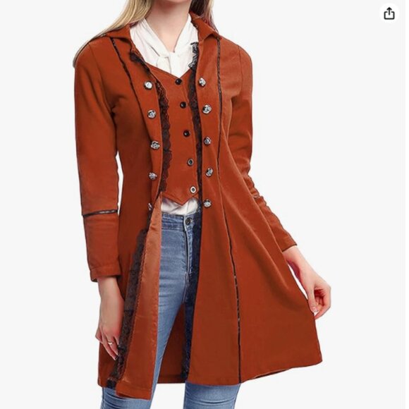 Renaissance Steampunk Velvet Jacket Gothic Victorian Pirate Tailcoat Frock Coat - Picture 3 of 4